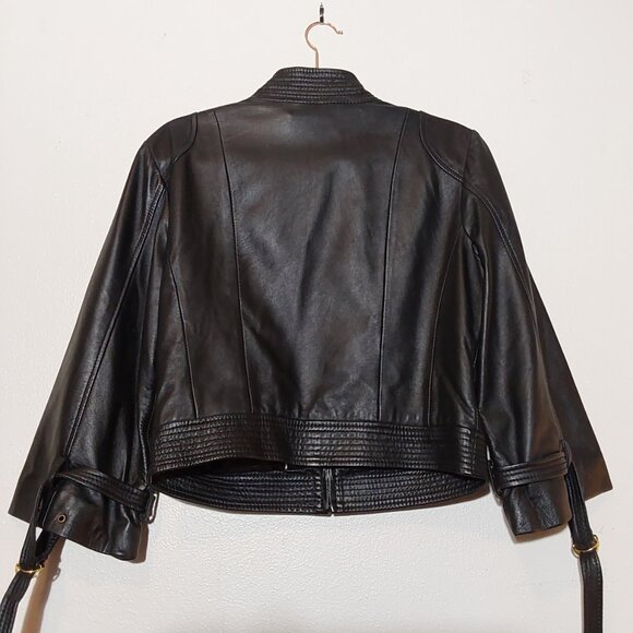 Vintage Arden B Leather Moto Cropped Jacket - Good Condition - Large - Picture 7 of 9